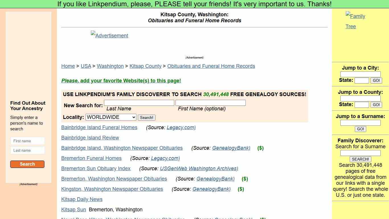 Kitsap County, Washington: Obituaries and Funeral Home Records